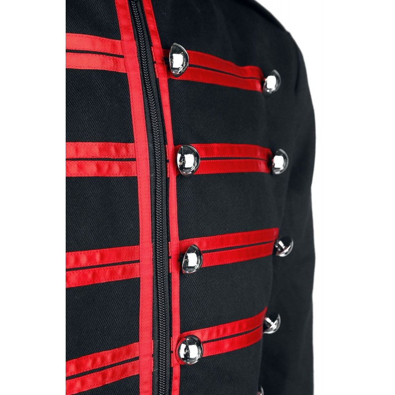 Men Red Parade Military Jacket Steampunk Marching Drummer Jacket 